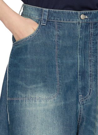  - FAFAMOON - Low Rise Wide Leg Washed Cotton Denim Jeans