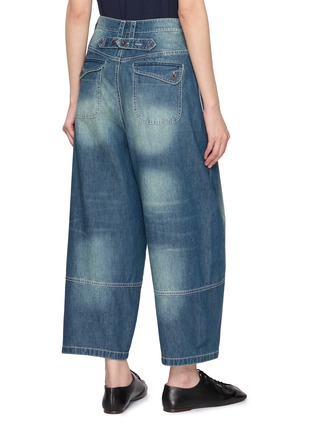 Back View - Click To Enlarge - FAFAMOON - Low Rise Wide Leg Washed Cotton Denim Jeans