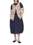 Figure View - Click To Enlarge - FAFAMOON - Drawstring Waist Gathered Cotton Blend Midi Dress