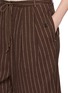  - FAFAMOON - Pinstriped Drawstring Waistband Cotton Linen Blend Cropped Pants