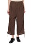 FAFAMOON Pinstriped Drawstring Waistband Cotton Linen Blend Cropped Pants