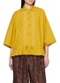 FAFAMOON Embroidered Panel Drawstring Batwing Cotton Shirt