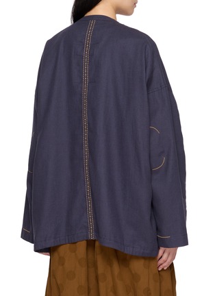Back View - Click To Enlarge - FAFAMOON - Stitch Detail Patch Pocket Cotton Linen Jacket