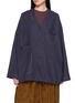 FAFAMOON Stitch Detail Patch Pocket Cotton Linen Jacket