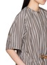  - FAFAMOON - Stripe Gathered Drawstring Waist Cotton Linen Dress