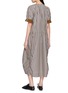 Back View - Click To Enlarge - FAFAMOON - Stripe Gathered Drawstring Waist Cotton Linen Dress