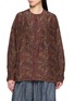 FAFAMOON Botanical Print Round Neck Silk Shirt