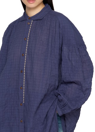  - FAFAMOON - Textured Volume Cotton Blend Long Shirt