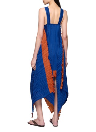 Back View - Click To Enlarge - DAPHNE VALENTE - Knossos Pleated Colour Block Asymmetric Hem Dress