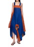 DAPHNE VALENTE Knossos Pleated Colour Block Asymmetric Hem Dress