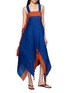 Figure View - Click To Enlarge - DAPHNE VALENTE - Knossos Pleated Colour Block Asymmetric Hem Dress