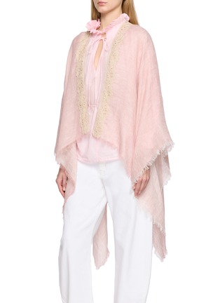 Front View - Click To Enlarge - GAYNOR BONGARD - Fringe-Edge Linen Cape