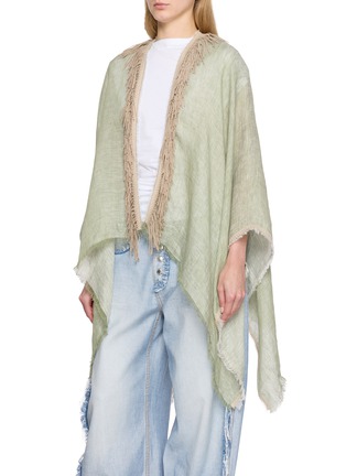 Front View - Click To Enlarge - GAYNOR BONGARD - Fringe-Edge Linen Cape