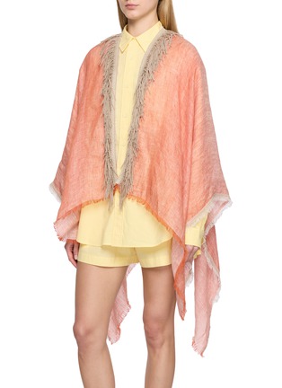 Front View - Click To Enlarge - GAYNOR BONGARD - Fringe-Edge Linen Cape