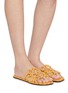 Figure View - Click To Enlarge - LOEWE - Petal Anagram Embroidered Canvas Slides