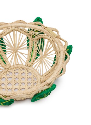 Detail View - Click To Enlarge - MERCEDES SALAZAR - Mini Jungle Leaf Raffia Bread Basket — Set Of 2