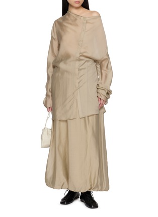 Figure View - Click To Enlarge - RUOHAN - Amir Draped Tencel Long Sleeve Shirt