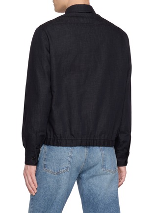 Back View - Click To Enlarge - LARDINI - Flap Pocket Dark Wash Denim Jacket