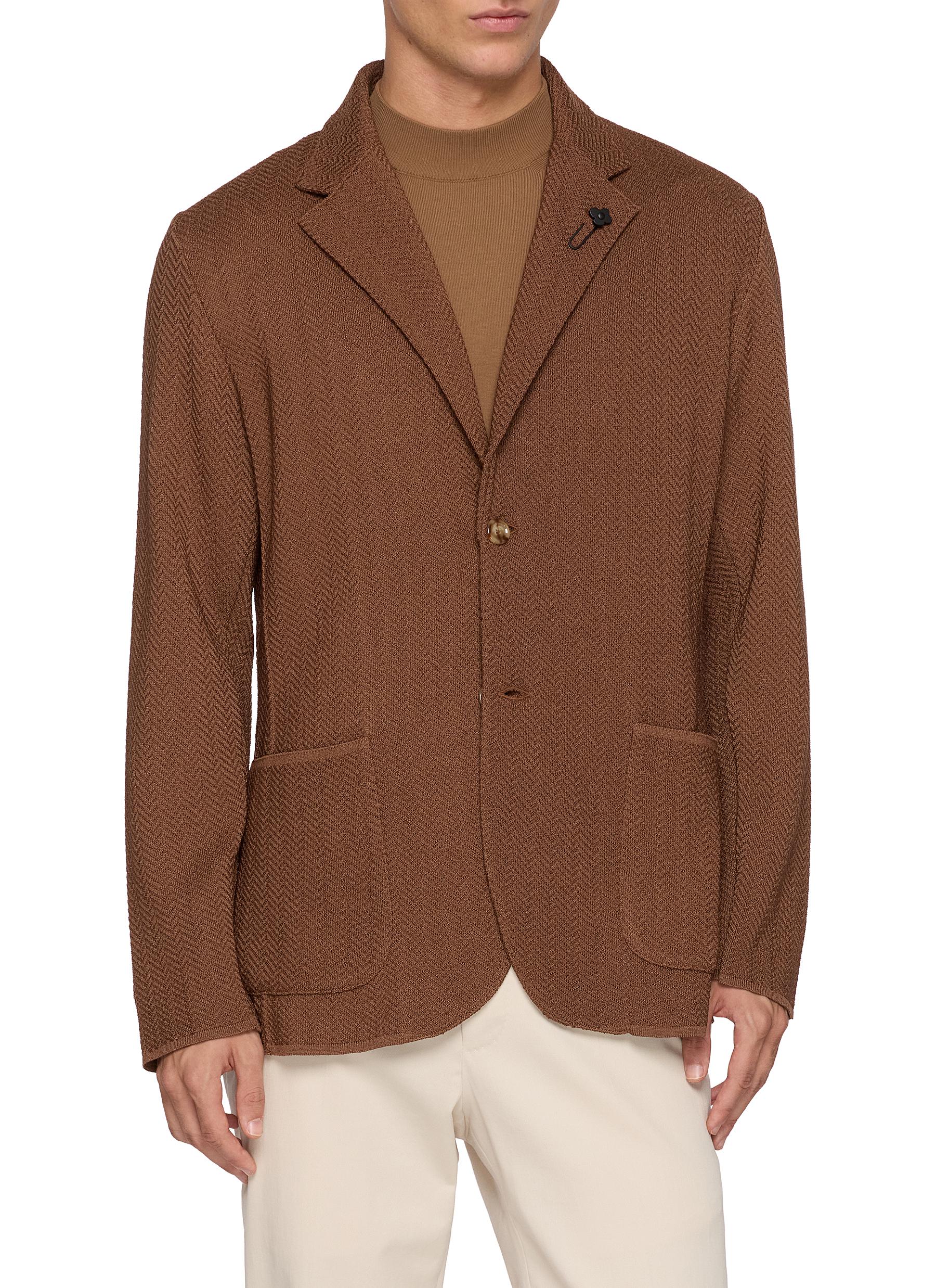 LARDINI | Single Breasted Jacquard Knit Jacket | Men | Lane Crawford