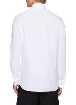 Back View - Click To Enlarge - LARDINI - Pleated Front Point Collar Cotton Evening Shirt