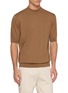 LARDINI Short Sleeve Mock Neck Organic Cotton Sweater