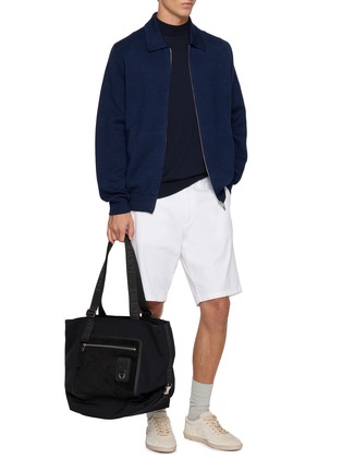 Figure View - Click To Enlarge - LARDINI - Short Sleeve Mock Neck Organic Cotton Sweater