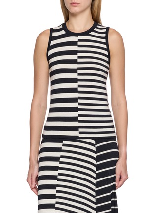 Main View - Click To Enlarge - RAG & BONE - Mixed Stripe Panel Crewneck Knit Tank Top