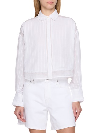 Main View - Click To Enlarge - RAG & BONE - Striped Sheer Panel Point Collar Shirt