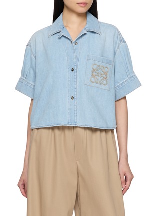 Main View - Click To Enlarge - LOEWE - Cropped Denim Shirt