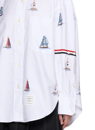  - THOM BROWNE - Supersized Point Collar Sailboat Stitch Shirt