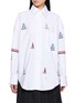 THOM BROWNE Supersized Point Collar Sailboat Stitch Shirt