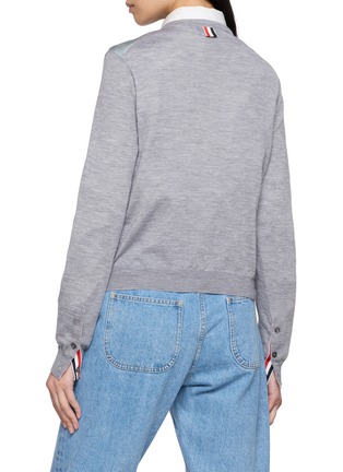 Back View - Click To Enlarge - THOM BROWNE - Nantucket Scenic Print Crewneck Knit Cardigan