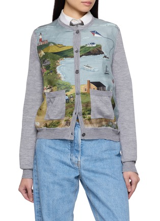 Main View - Click To Enlarge - THOM BROWNE - Nantucket Scenic Print Crewneck Knit Cardigan