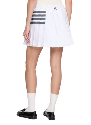 Back View - Click To Enlarge - THOM BROWNE - Drawstring Pleated 4 Bar Cotton Mini Skirt