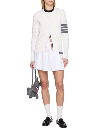 Figure View - Click To Enlarge - THOM BROWNE - Drawstring Pleated 4 Bar Cotton Mini Skirt
