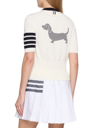 Back View - Click To Enlarge - THOM BROWNE - Hector Intarsia 4 Bar Cotton T-Shirt