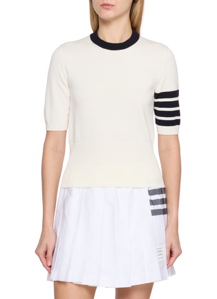 Main View - Click To Enlarge - THOM BROWNE - Hector Intarsia 4 Bar Cotton T-Shirt