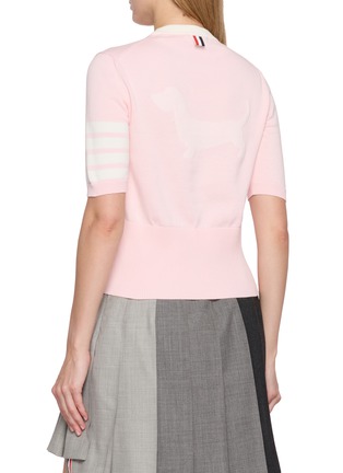 Back View - Click To Enlarge - THOM BROWNE - Hector Intarsia 4 Bar Cotton T-Shirt