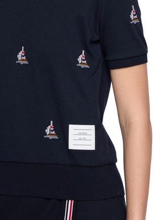  - THOM BROWNE - Sailboat Embroidered Cotton T-Shirt