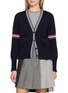 THOM BROWNE Sailboat Jacquard V-Neck Cotton Cardigan