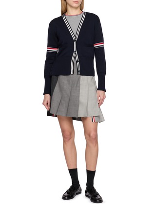 Figure View - Click To Enlarge - THOM BROWNE - Sailboat Jacquard V-Neck Cotton Cardigan