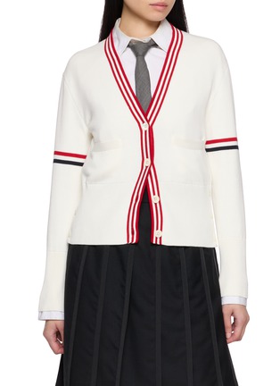 Main View - Click To Enlarge - THOM BROWNE - Sailboat Jacquard V-Neck Cardigan