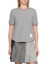 THOM BROWNE Striped Trim Curved Hem Cotton T-Shirt