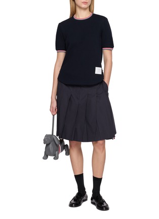 Figure View - Click To Enlarge - THOM BROWNE - Striped Trim Curved Hem Cotton T-Shirt