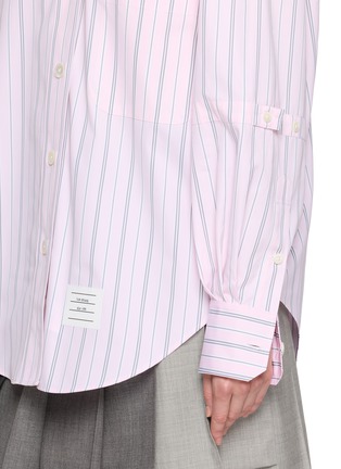  - THOM BROWNE - Supersized Hairline Stripe Cotton Poplin Shirt