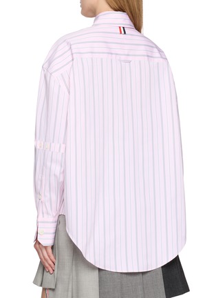 Back View - Click To Enlarge - THOM BROWNE - Supersized Hairline Stripe Cotton Poplin Shirt