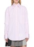 THOM BROWNE Supersized Hairline Stripe Cotton Poplin Shirt