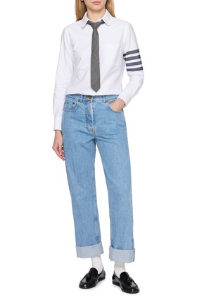 Figure View - Click To Enlarge - THOM BROWNE - 4-Bar Oxford Cotton Shirt