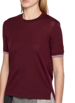  - THOM BROWNE - RWB Tipping Rib Cuff T-Shirt
