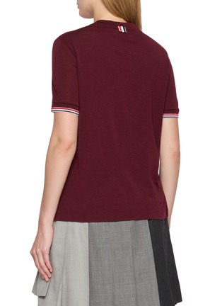 Back View - Click To Enlarge - THOM BROWNE - RWB Tipping Rib Cuff T-Shirt